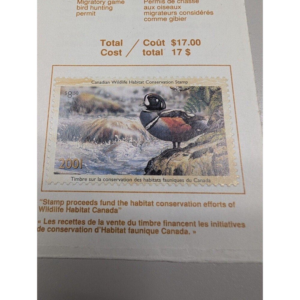 Canadian 2001 Wildlife Habitat Conservation Stamp collectable vintage